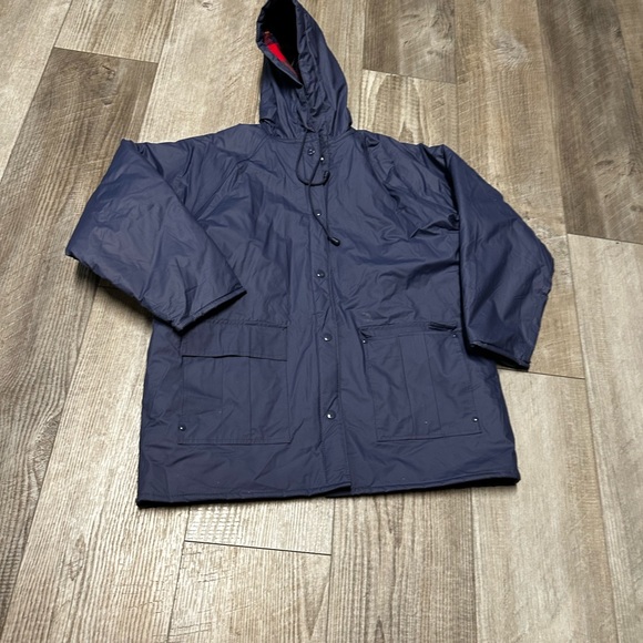Vintage Sailmaker Outerwear Blue Lined Double Pocket Rain Coat Adult Size L - Picture 2 of 10